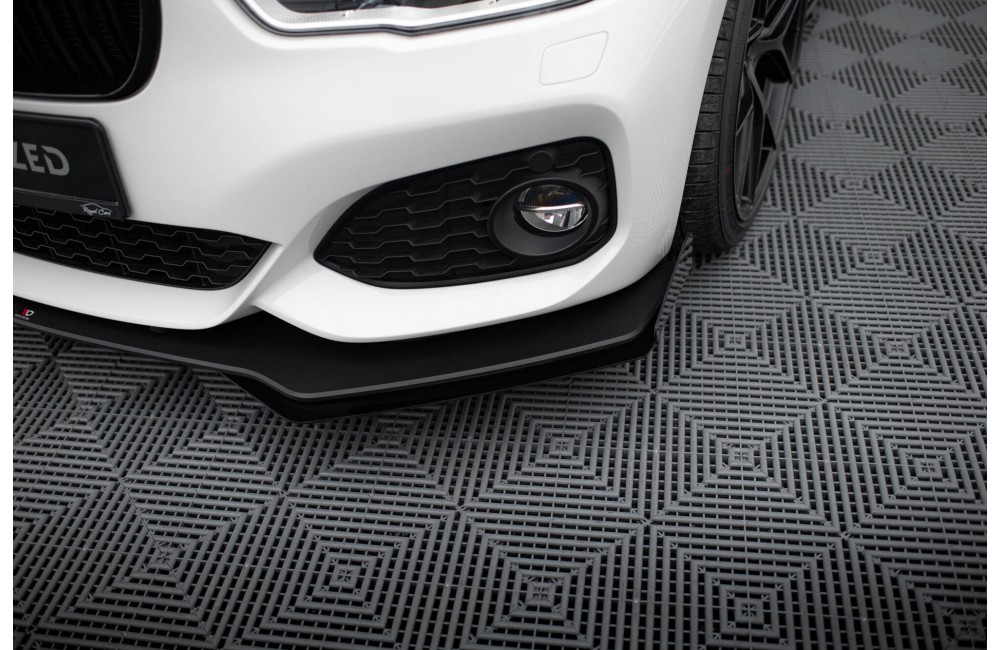 Street Pro Front Splitter V.3 + Flaps for BMW 1 F20 M-Pack Facelift / M140i  - Black + Gloss Flaps
