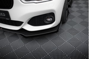 Street Pro Front Splitter V.3 + Flaps for BMW 1 F20 M-Pack Facelift / M140i  - Black + Gloss Flaps