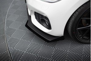 Street Pro Front Splitter V.3 + Flaps for BMW 1 F20 M-Pack Facelift / M140i  - Black + Gloss Flaps
