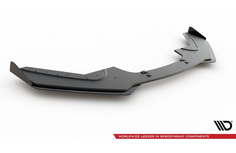 Street Pro Front Splitter V.3 + Flaps for BMW 1 F20 M-Pack Facelift / M140i  - Black + Gloss Flaps