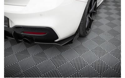 Street Pro Rear Side Splitters V.2 + Flaps for BMW 1 F20 M140i  - Black + Gloss Flaps    