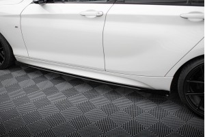 Street Pro Side Skirts Diffusers V.2 + Flaps for BMW 1 F20 M135i / M140i / M-Pack - Black + Gloss Flaps