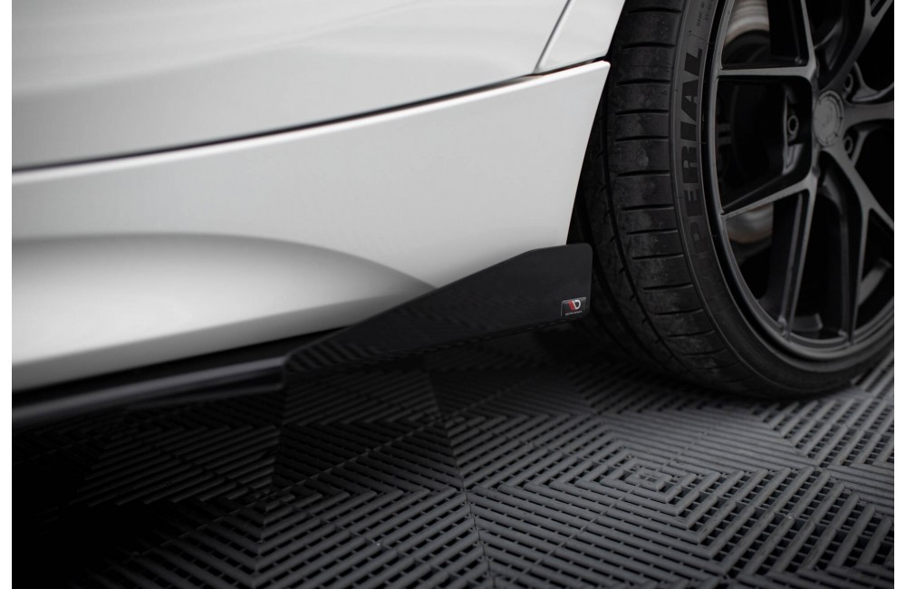 Street Pro Side Skirts Diffusers V.2 + Flaps for BMW 1 F20 M135i / M140i / M-Pack - Black + Gloss Flaps