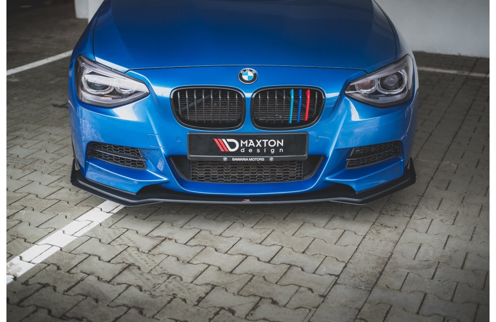 Street Pro Front Splitter + Flaps BMW M135i F20 - Black + Gloss Flaps
