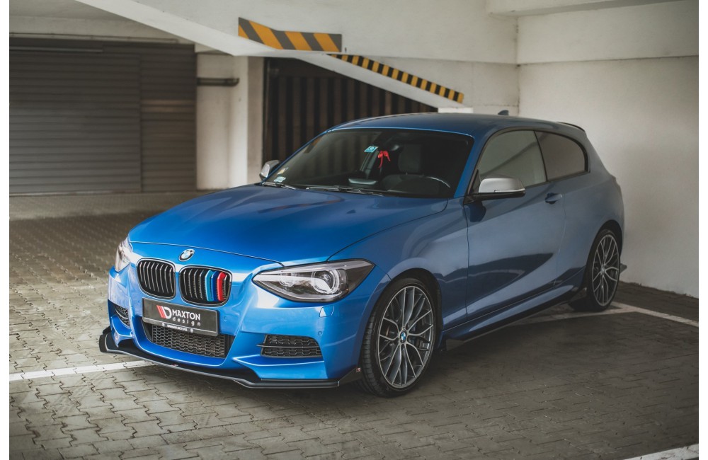 Street Pro Front Splitter + Flaps BMW M135i F20 - Black + Gloss Flaps