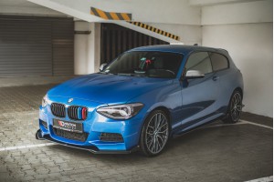 Street Pro Front Splitter + Flaps BMW M135i F20 - Black + Gloss Flaps