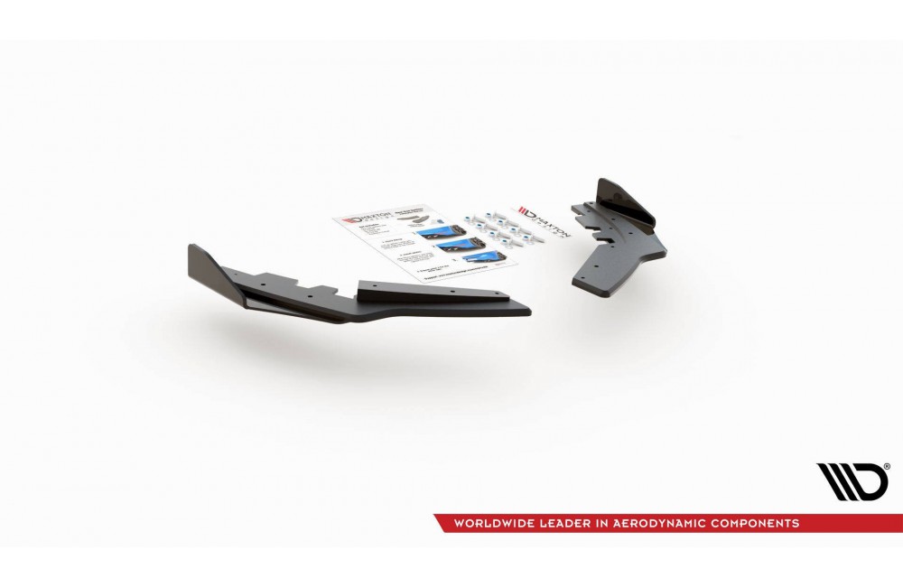 Street Pro Rear Side Splitters + Flaps BMW M135i F20 - Black + Gloss Flaps