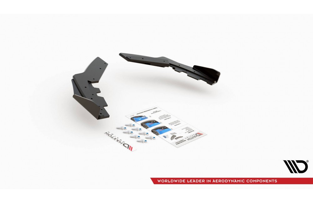 Street Pro Rear Side Splitters + Flaps BMW M135i F20 - Black + Gloss Flaps