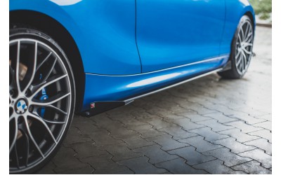 Street Pro Side Skirts Diffusers + Flaps BMW 1 F21 M135i / M140i / M-Pack - Black + Gloss Flaps    