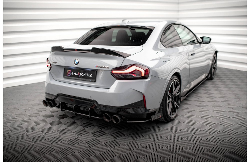 Street Pro Rear Side Splitters + Flaps BMW 2 Coupe M240i G42 - Black + Gloss Flaps