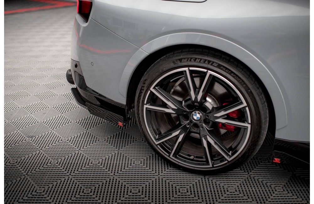Street Pro Rear Side Splitters + Flaps BMW 2 Coupe M240i G42 - Black + Gloss Flaps