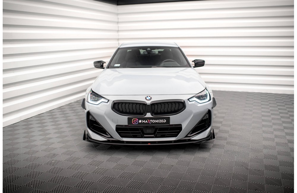 Street Pro Front Splitter + Flaps BMW 2 Coupe M-Pack / M240i G42 - Black + Gloss Flaps