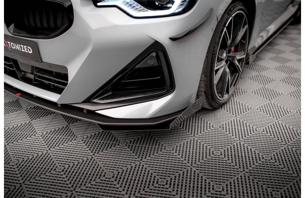 Street Pro Front Splitter + Flaps BMW 2 Coupe M-Pack / M240i G42 - Black + Gloss Flaps
