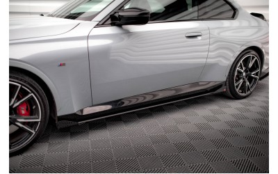 Street Pro Side Skirts Diffusers + Flaps BMW 2 Coupe M-Pack / M240i G42 - Black + Gloss Flaps    