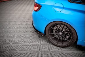 Street Pro Rear Side Splitters + Flaps BMW M2 F87 - Black + Gloss Flaps