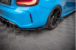 Street Pro Rear Side Splitters + Flaps BMW M2 F87 - Black + Gloss Flaps