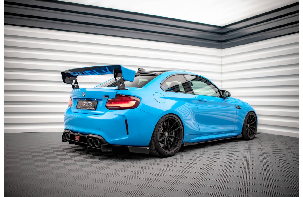 Street Pro Side Skirts Diffusers + Flaps BMW M2 F87 - Black + Gloss Flaps