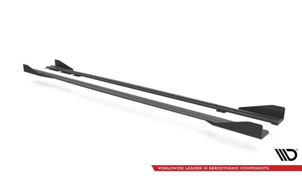 Street Pro Side Skirts Diffusers + Flaps BMW M2 F87 - Black + Gloss Flaps