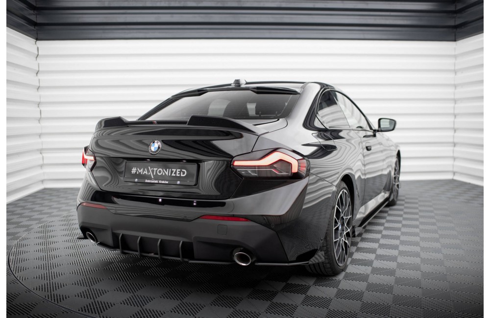 Street Pro Rear Side Splitters + Flaps BMW 2 Coupe G42 - Black + Gloss Flaps
