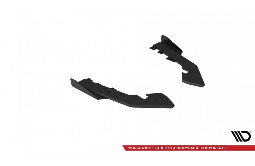 Street Pro Rear Side Splitters + Flaps BMW 2 Coupe G42 - Black + Gloss Flaps