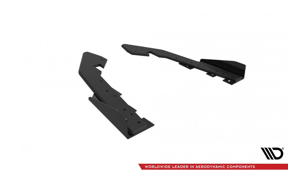 Street Pro Rear Side Splitters + Flaps BMW 2 Coupe G42 - Black + Gloss Flaps