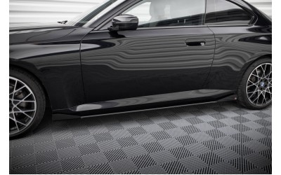 Street Pro Side Skirts Diffusers + Flaps BMW 2 Coupe G42 - Black + Gloss Flaps    