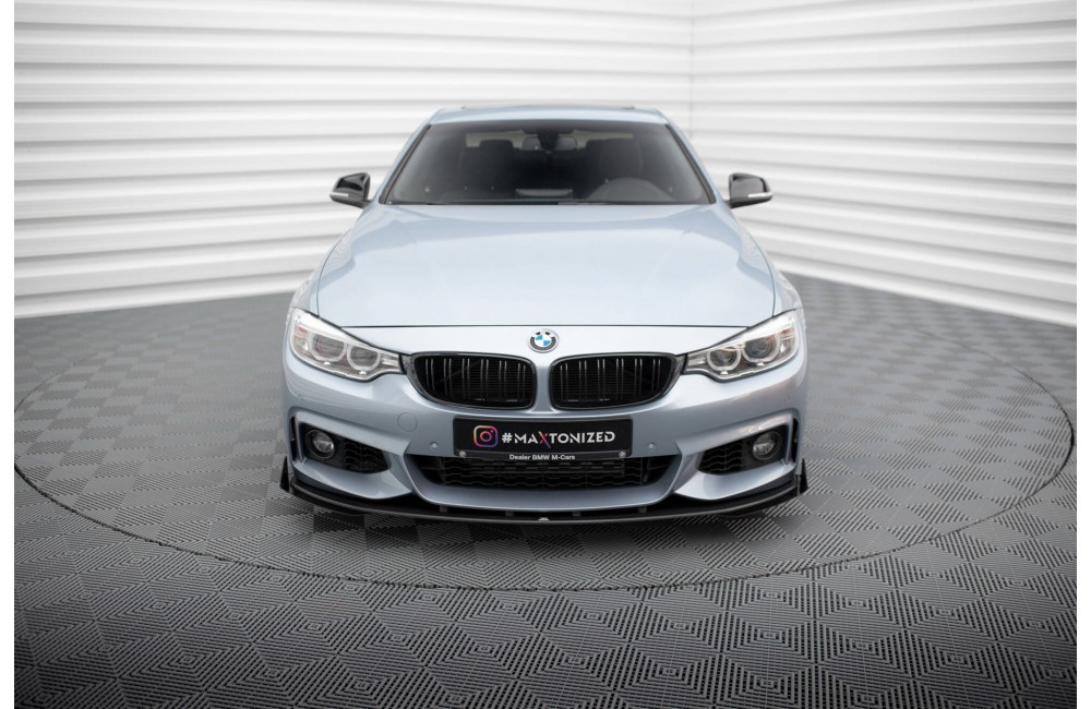 Street Pro Front Splitter + Flaps BMW 4 Coupe / Gran Coupe / Cabrio M-Pack F32 / F36 / F33  - Black + Gloss Flaps