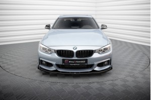 Street Pro Front Splitter + Flaps BMW 4 Coupe / Gran Coupe / Cabrio M-Pack F32 / F36 / F33  - Black + Gloss Flaps
