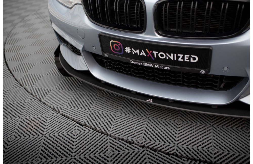 Street Pro Front Splitter + Flaps BMW 4 Coupe / Gran Coupe / Cabrio M-Pack F32 / F36 / F33  - Black + Gloss Flaps
