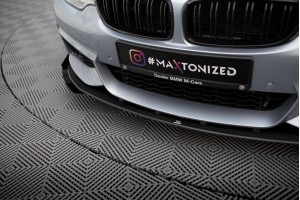 Street Pro Front Splitter + Flaps BMW 4 Coupe / Gran Coupe / Cabrio M-Pack F32 / F36 / F33  - Black + Gloss Flaps