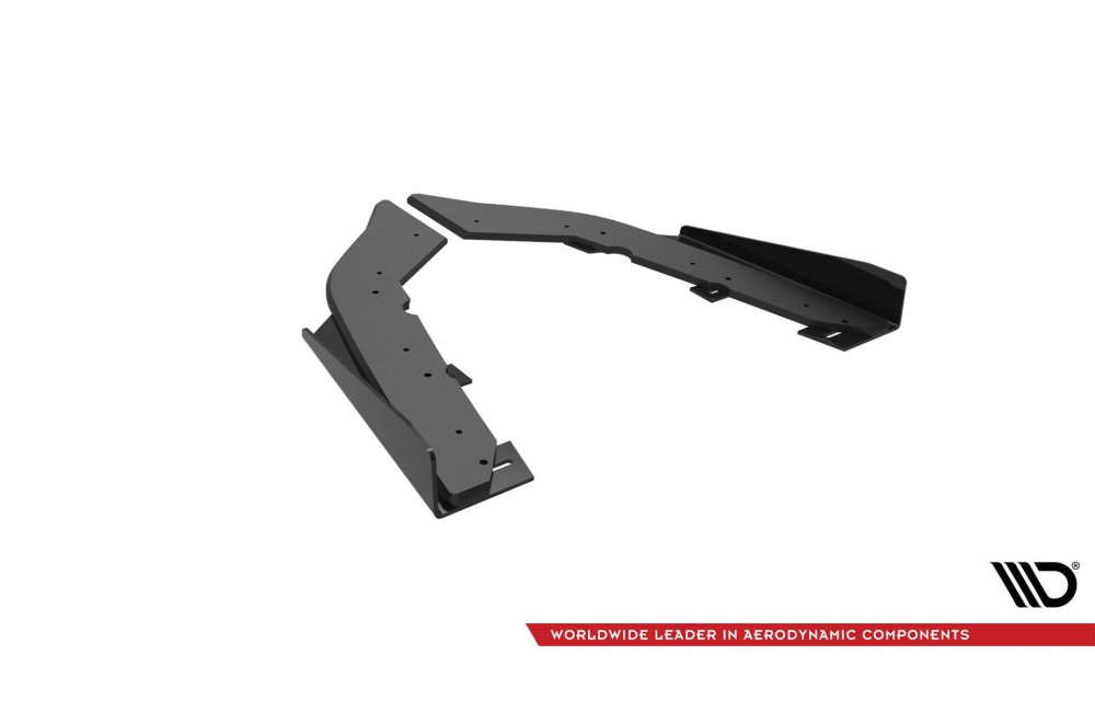 Street Pro Rear Side Splitters + Flaps BMW 435i Coupe M-Pack F32 - Black + Gloss Flaps