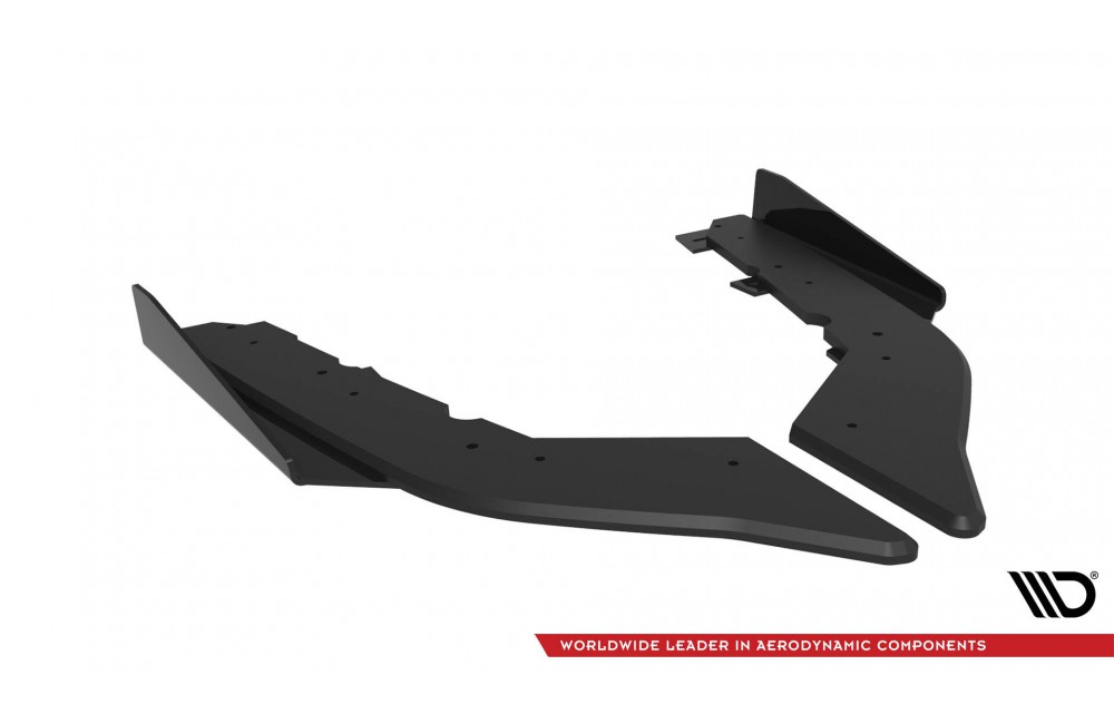 Street Pro Rear Side Splitters + Flaps BMW 435i Coupe M-Pack F32 - Black + Gloss Flaps
