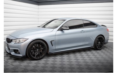 Street Pro Side Skirts Diffusers + Flaps BMW 4 Coupe / Gran Coupe / Cabrio M-Pack F32 / F36 / F33  - Black + Gloss Flaps    