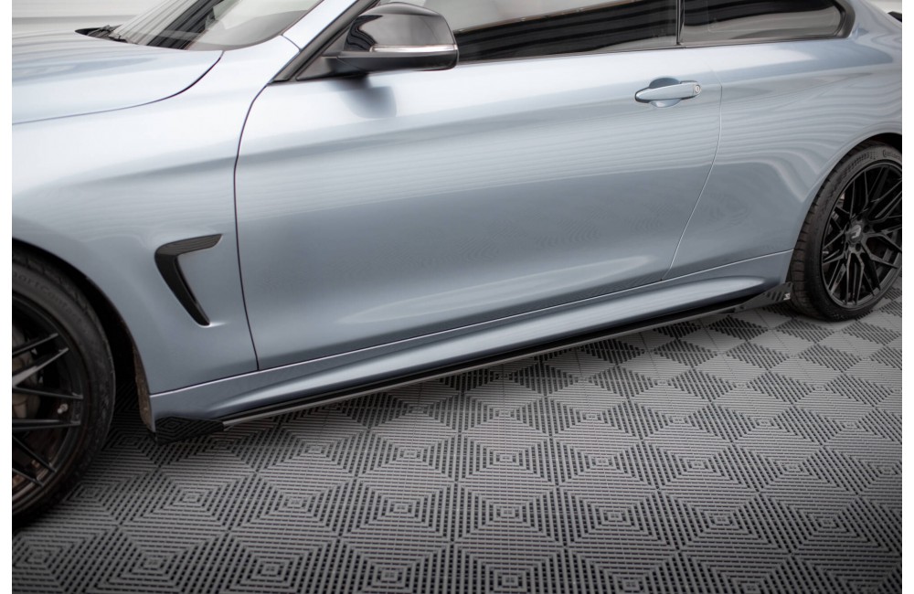 Street Pro Side Skirts Diffusers + Flaps BMW 4 Coupe / Gran Coupe / Cabrio M-Pack F32 / F36 / F33 - Black + Gloss Flaps Street Pro Side Skirts Diffusers + Flaps BMW 4 Coupe / Gran Coupe / Cabrio M-Pack F32 / F36 / F33 - Black + Gloss Flaps
