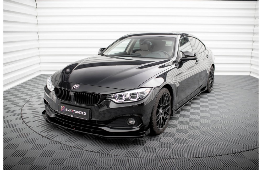Street Pro Front Splitter + Flaps BMW 4 Gran Coupe F36 - Black + Gloss Flaps