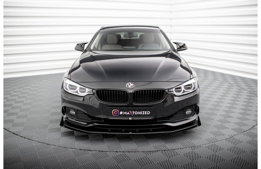 Street Pro Front Splitter + Flaps BMW 4 Gran Coupe F36 - Black + Gloss Flaps