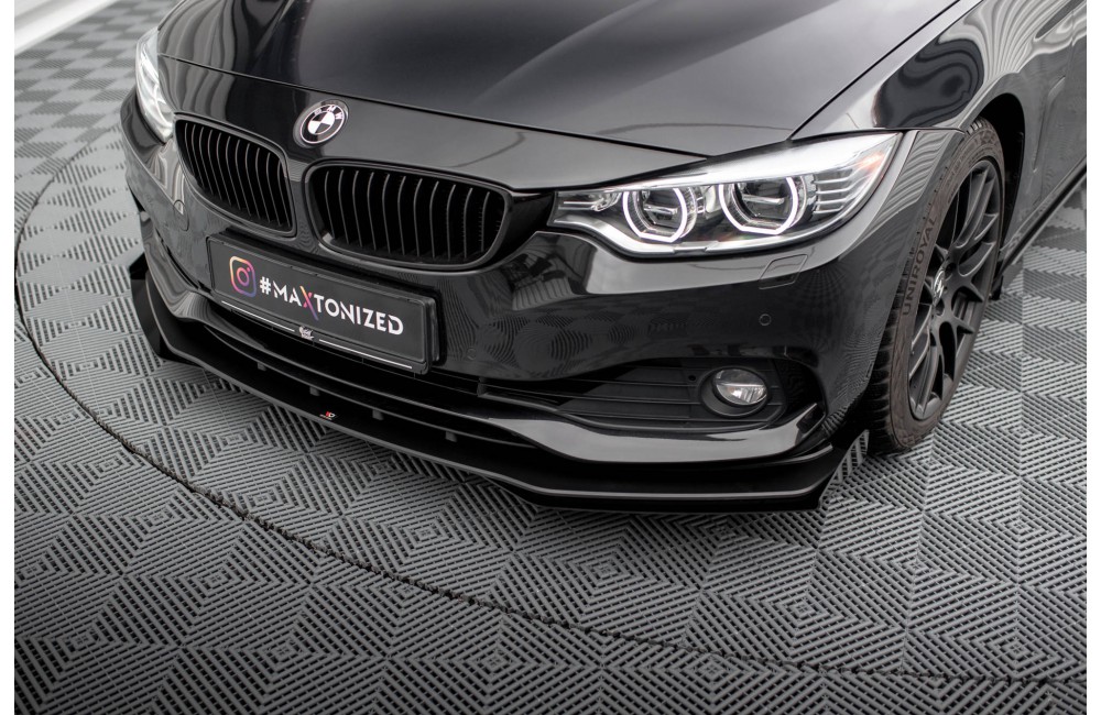 Street Pro Front Splitter + Flaps BMW 4 Gran Coupe F36 - Black + Gloss Flaps