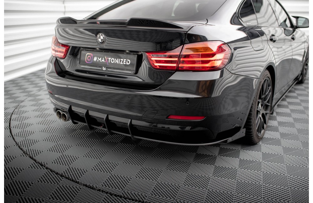 Street Pro Rear Side Splitters + Flaps BMW 4 Gran Coupe F36 - Black + Gloss Flaps