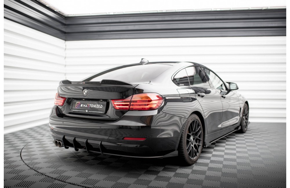 Street Pro Rear Side Splitters + Flaps BMW 4 Gran Coupe F36 - Black + Gloss Flaps