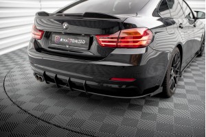 Street Pro Rear Side Splitters + Flaps BMW 4 Gran Coupe F36 - Black + Gloss Flaps