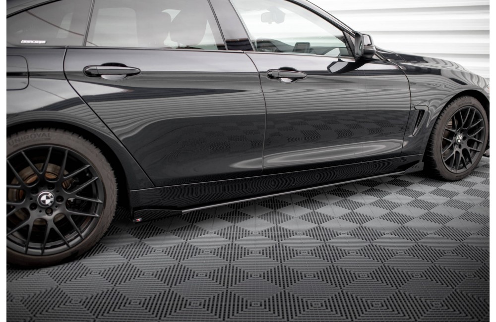Street Pro Side Skirts Diffusers + Flaps BMW 4 Gran Coupe F36 - Black + Gloss Flaps