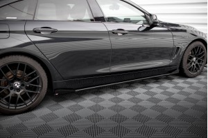Street Pro Side Skirts Diffusers + Flaps BMW 4 Gran Coupe F36 - Black + Gloss Flaps