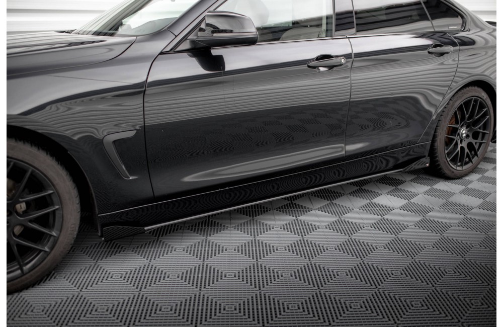 Street Pro Side Skirts Diffusers + Flaps BMW 4 Gran Coupe F36 - Black + Gloss Flaps