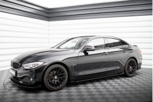 Street Pro Side Skirts Diffusers + Flaps BMW 4 Gran Coupe F36 - Black + Gloss Flaps