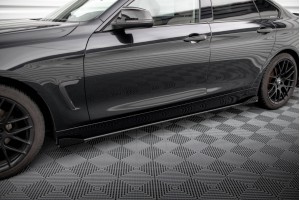 Street Pro Side Skirts Diffusers + Flaps BMW 4 Gran Coupe F36 - Black + Gloss Flaps