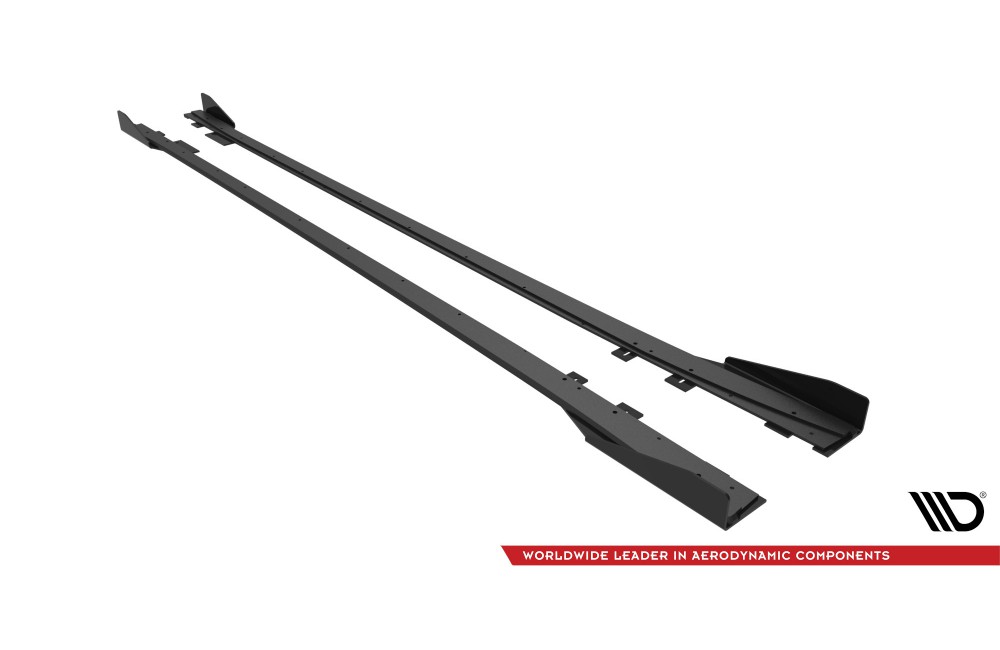 Street Pro Side Skirts Diffusers + Flaps BMW 4 Gran Coupe F36 - Black + Gloss Flaps