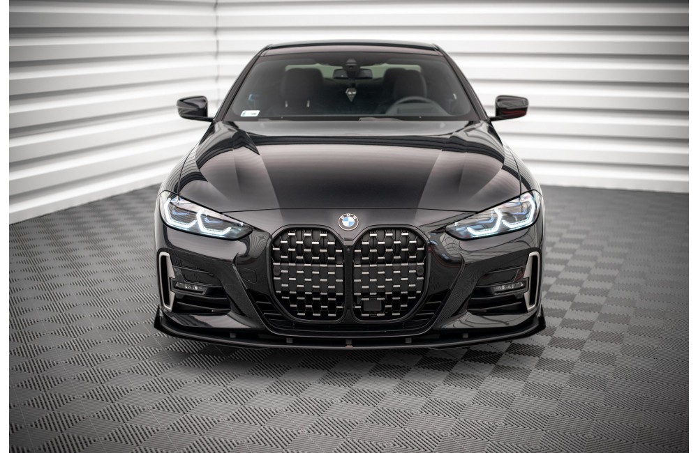 Street Pro Front Splitter + Flaps BMW 4 M-Pack / M440i G22 / G23 / G22 Facelift / G23 Facelift - Black + Gloss Flaps