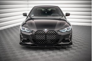 Street Pro Front Splitter + Flaps BMW 4 M-Pack / M440i G22 / G23 / G22 Facelift / G23 Facelift - Black + Gloss Flaps