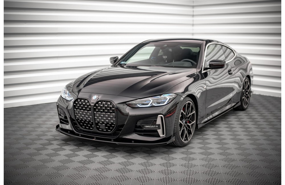 Street Pro Front Splitter + Flaps BMW 4 M-Pack / M440i G22 / G23 / G22 Facelift / G23 Facelift - Black + Gloss Flaps