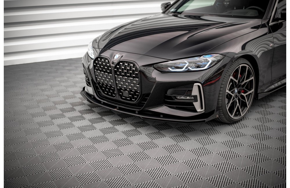 Street Pro Front Splitter + Flaps BMW 4 M-Pack / M440i G22 / G23 / G22 Facelift / G23 Facelift - Black + Gloss Flaps
